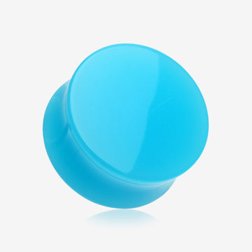 A Pair of Neon Colored UV Acrylic Double Flared Ear Gauge Plug-Light Blue
